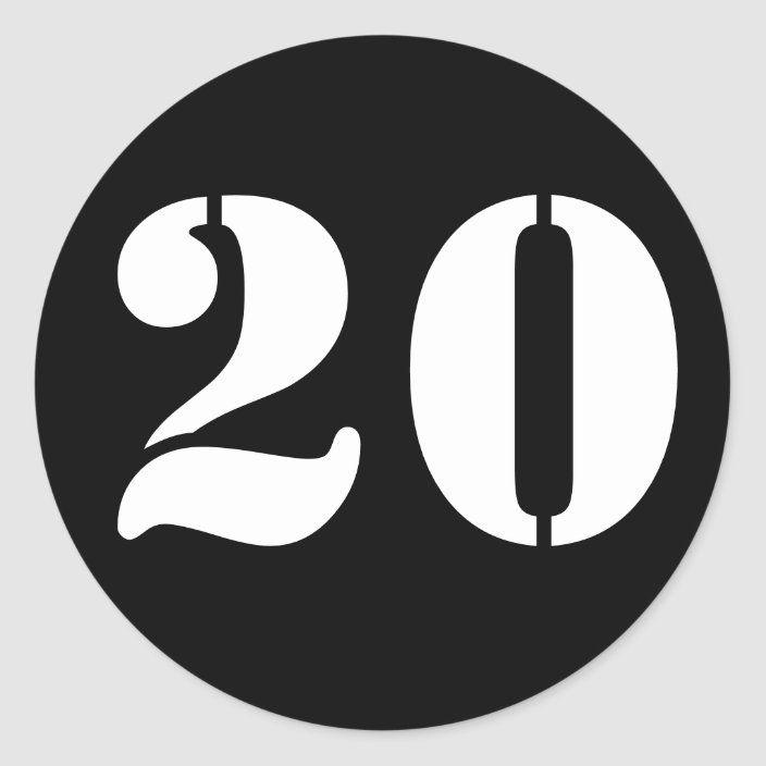 Number 20 Twenty Black Stencil Numbers by Janz Classic Round Sticker |  Zazzle | Number stencils, Number wallpaper, Numbers